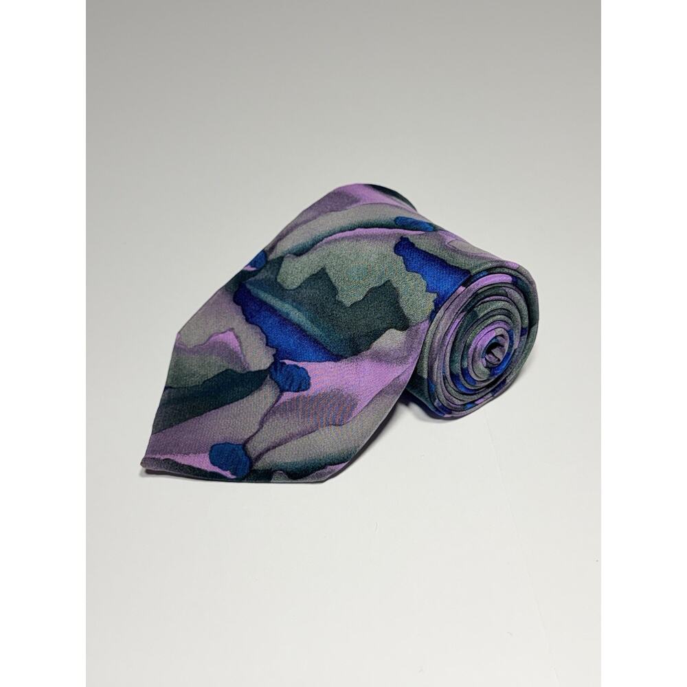 J. Garcia 100% Silk Tie Purple Blue Abstract Art Pattern Neck Tie Size 57X3.8 "